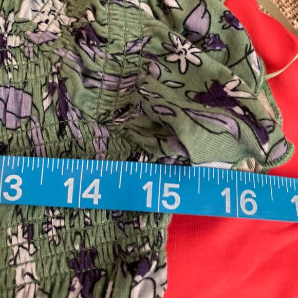 A Pea In The Pod Shirt Womens M Green Purple Floral Off The Shoulder Maternity - Picture 7 of 8